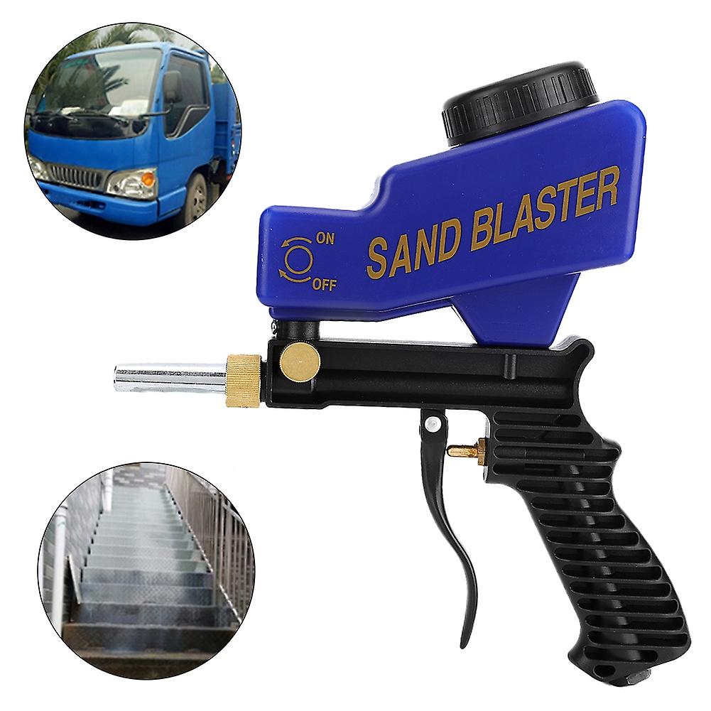 Portable Gravity Type Anti Rust Pneumatic Sandblasting Gun Sand Blaster Remove Rust Spot Blue