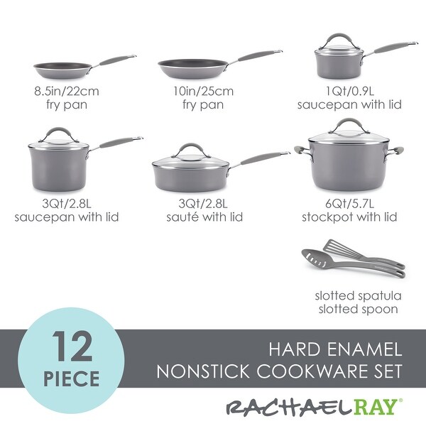 12-Pieces Cucina Nonstick Pots and Pans Set/Cookware Set， Sea Salt Grey