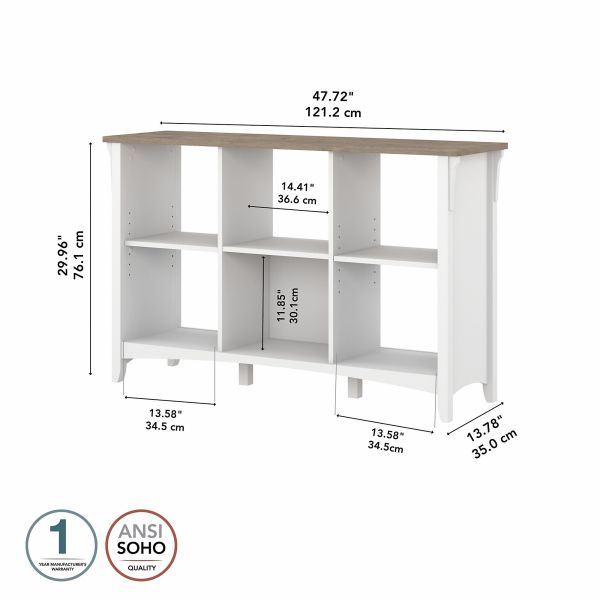 Bush Furniture Salinas 6 Cube Organizer in Pure White and Shiplap Gray