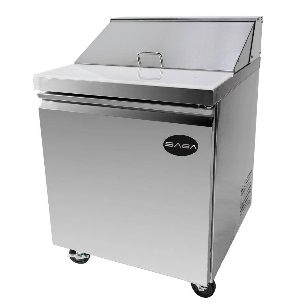 SABA 27.5 in. W 5.7 cu. ft. Commercial Food Prep Table Refrigerator Cooler in Stainless Steel SPS-27-8