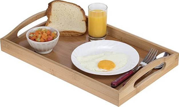 Bamboo Serving Tray With Handles Serving Platters Great For Tea Tray Dinner Wooden Tray With Handles Coffee Table Tray For Breakfast Homeitusa