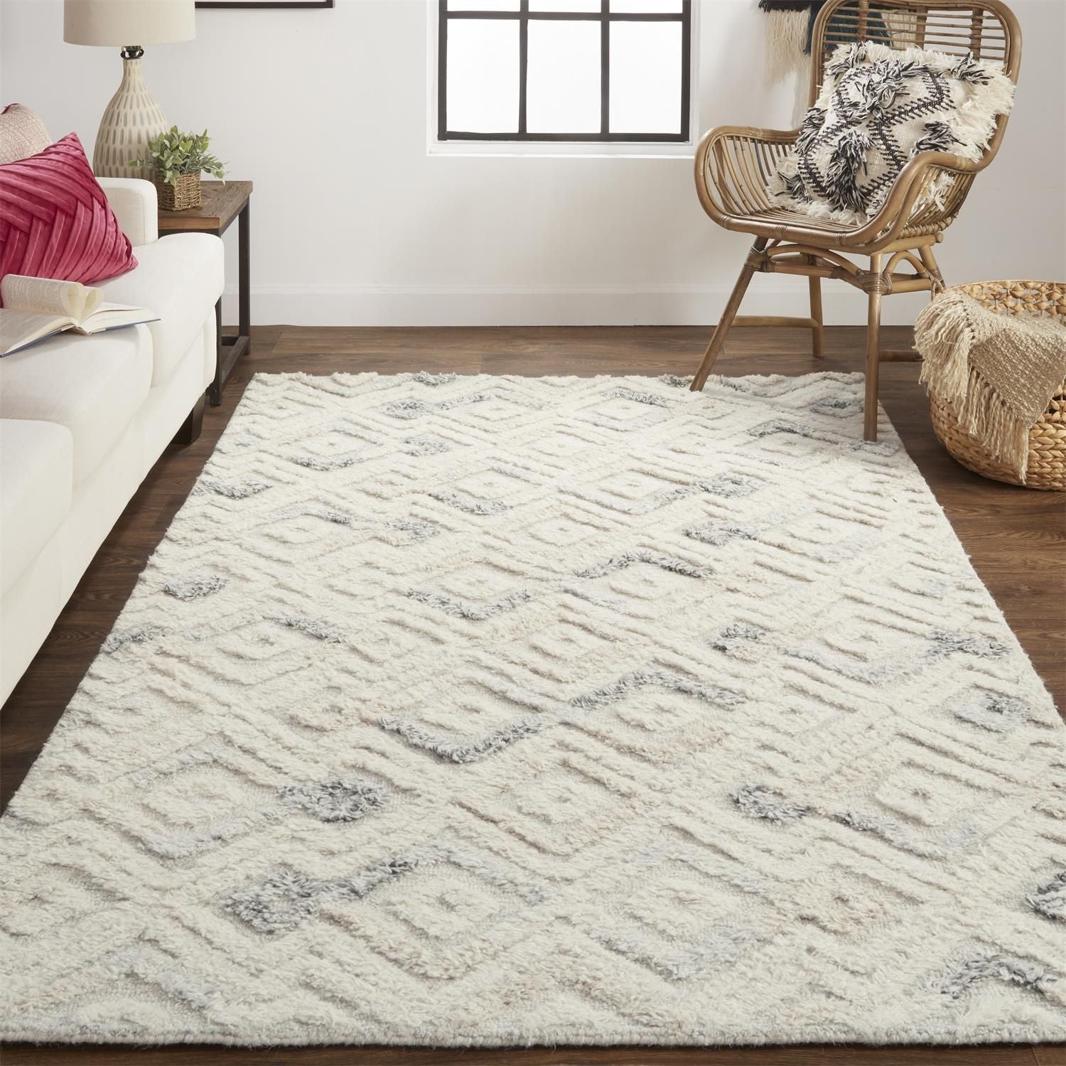 Elika Hand Tufted Ivory and Blue Rug by BD Fine