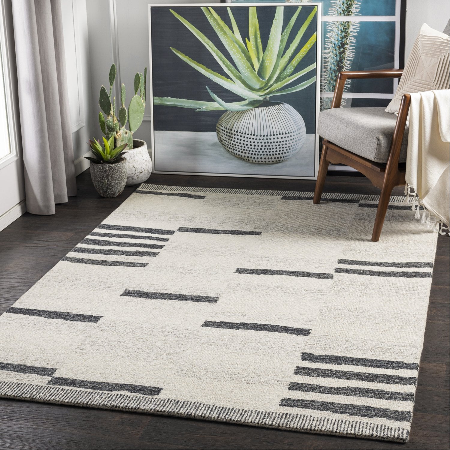 Granada Hand Tufted Rug in Charcoal, Beige, Taupe