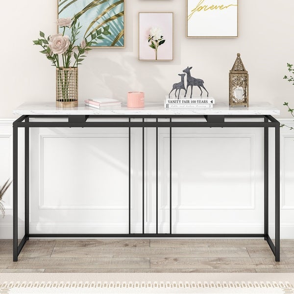 MDF Top Console Table with Metal Frame for Entryway， Hallway