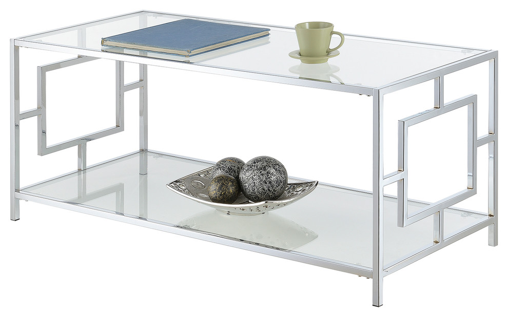 Convenience Concepts Town Square Glass Top Coffee Table in Chrome Metal Frame   Contemporary   Coffee Tables   by Convenience Concepts  Houzz