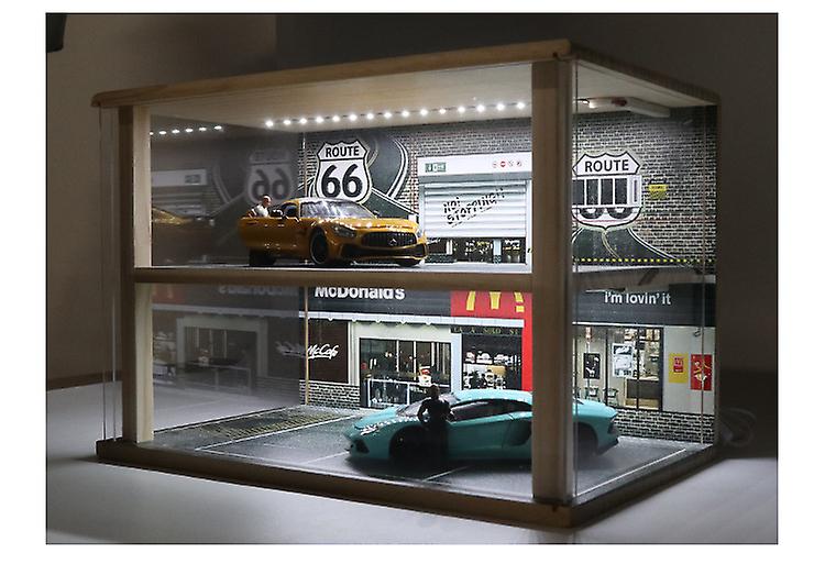 Car Model Storage Box Placement Decoration Box 1:24 Parking Lot Scene Garage Model Dustproof Storage Box