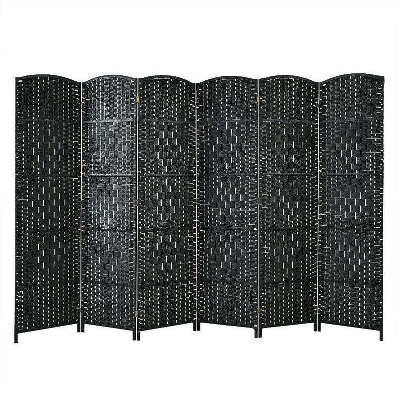 6Ft 6-Panel Weave Folding Fiber Room Divider Screen