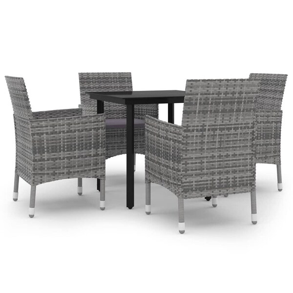 vidaXL Patio Dining Set Outdoor Table and Chair Set Poly Rattan and Glass