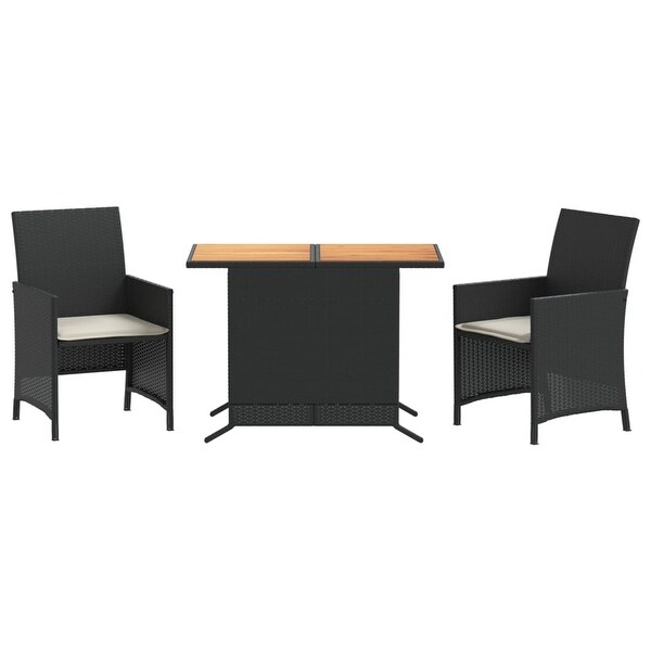 vidaXL 3 Piece Bistro Set with Cushions Poly Rattan