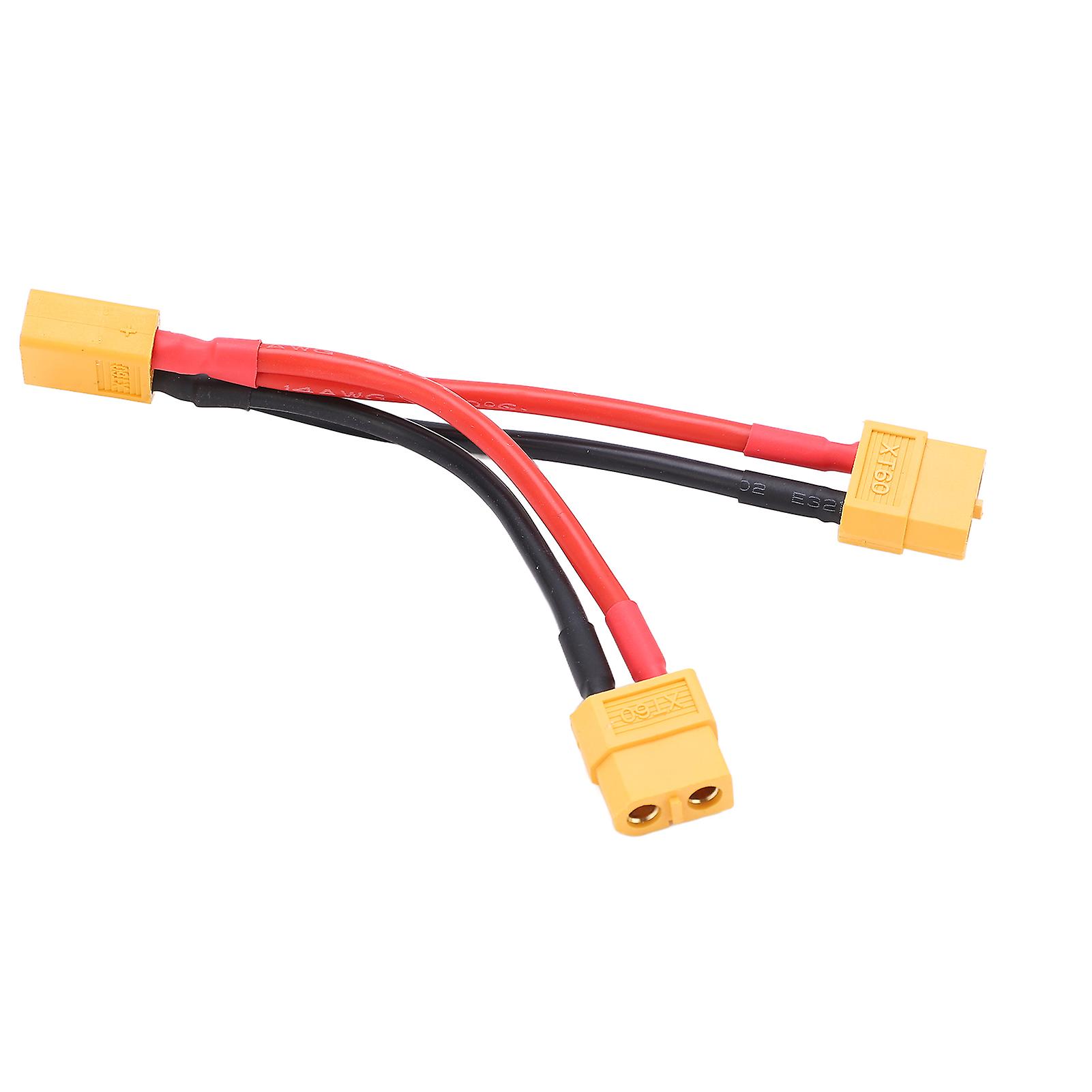 Xt60 Parallel Battery Connector Cable Dual Extension Y Splitter 1 Male To 2 Female Silicone Wire For Rc Batteries