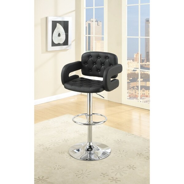 Adjustable Faux Leather Bar Stool with Armrests