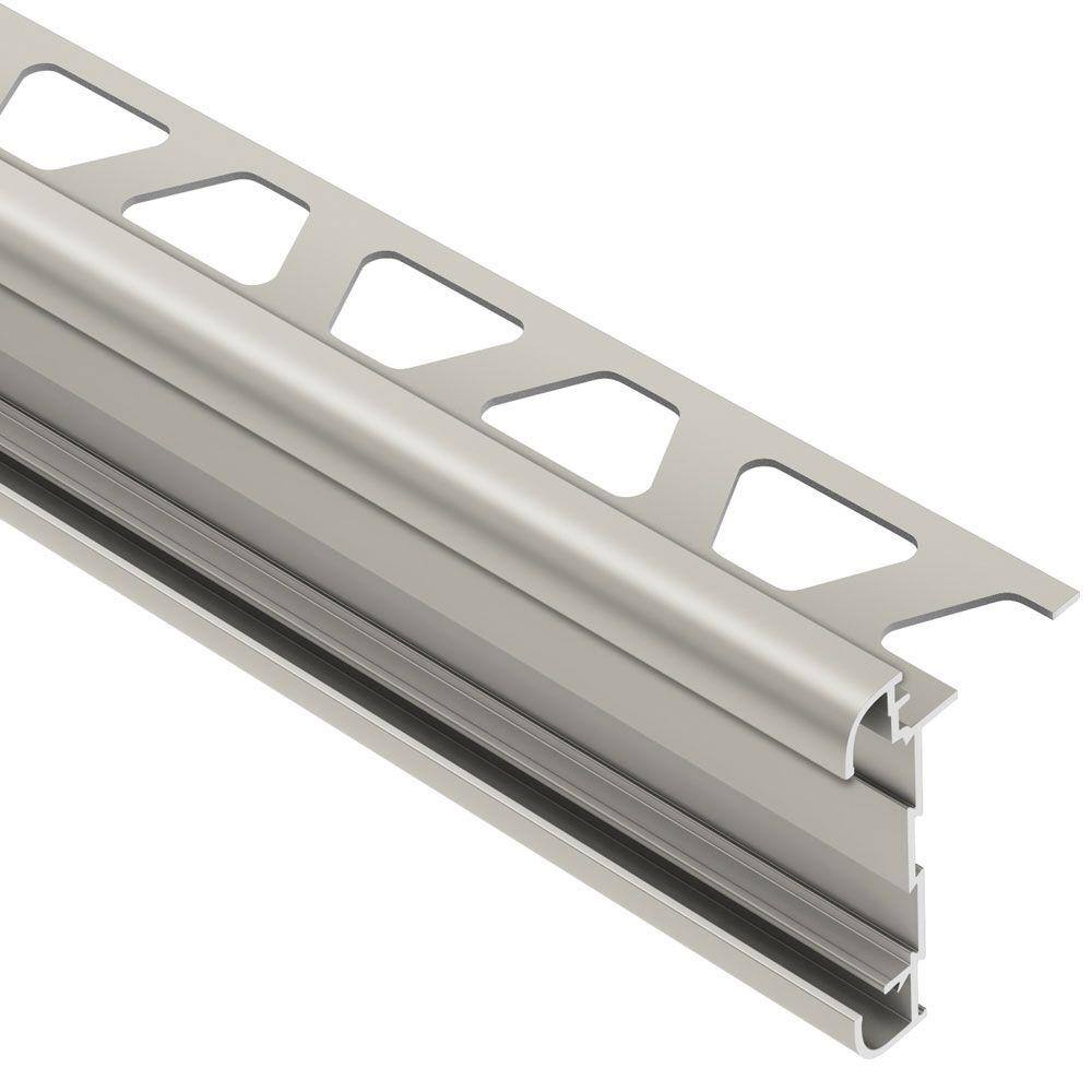 Schluter Systems Rondec-CT Satin Nickel Anodized Aluminum 38 in. x 8 ft. 2-12 in. Metal Double-Rail Bullnose Tile Edging Trim RC100AT39