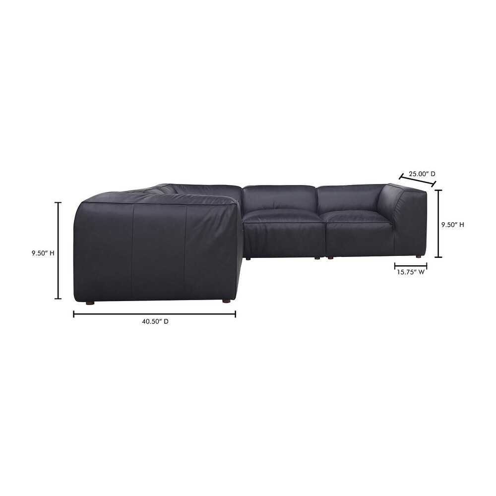 Aurelle Home Fromatta Modular Leather 5 Piece Large Corner Sectional   8' x 10'