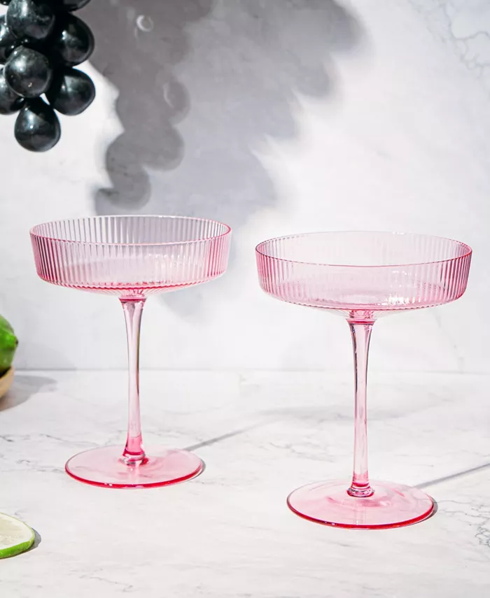 The Wine Savant Ribbed Coupe Cocktail Glasses Set of 2