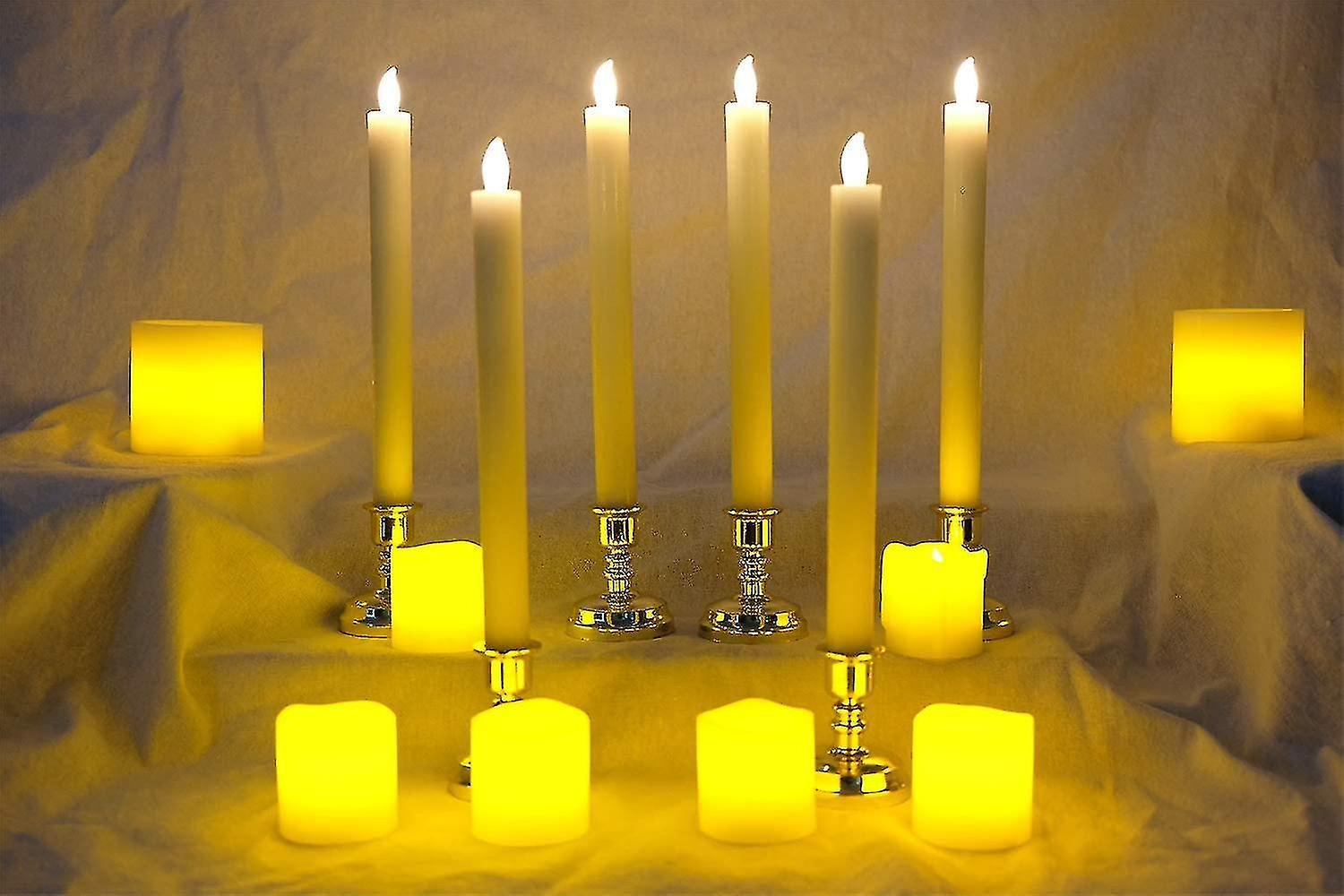 Dww-6 Pack Battery Operated Led Candles With Remote And Timer， Real Wax Flickering Warm White Light