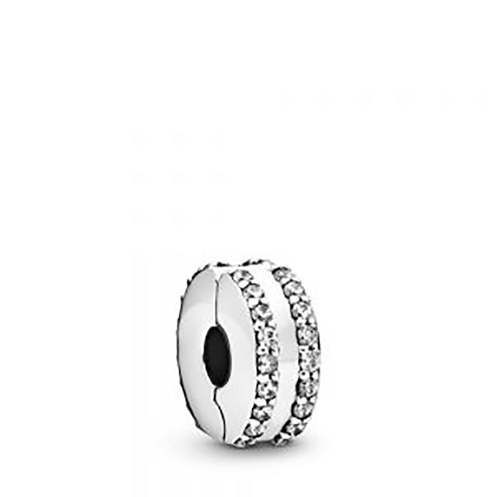 PANDORA  Double Lined Pavé Clip Charm