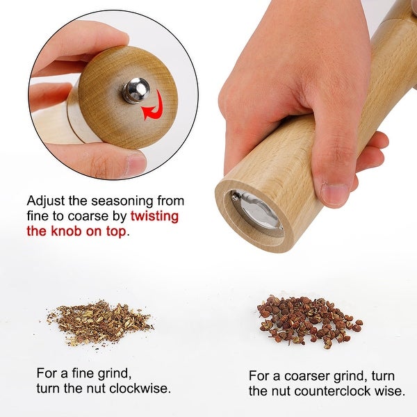 Wooden Salt and Pepper Grinder Mills Shaker with Adjustable Coarseness