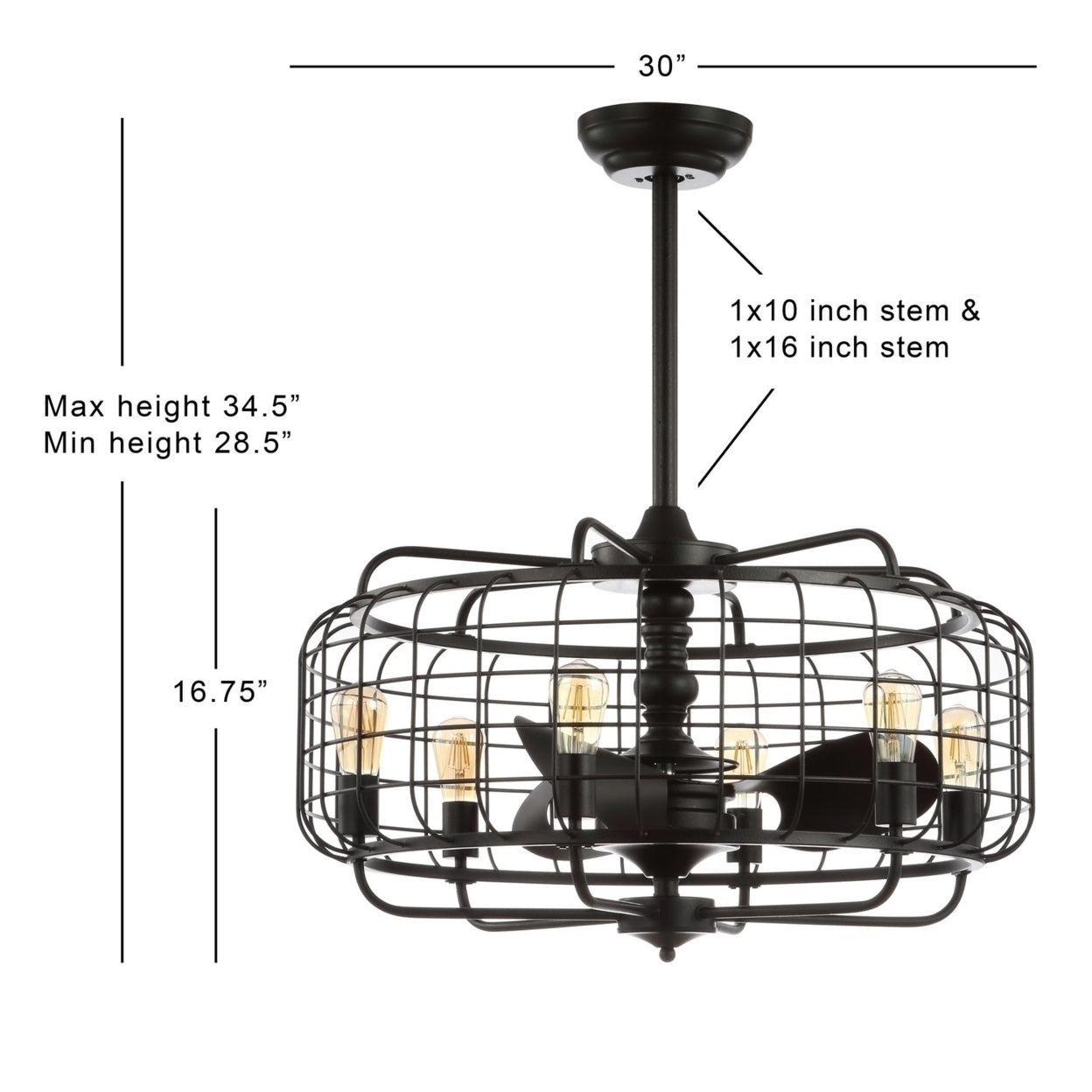 Safavieh Larsin 6-Light Mid-Century Ceiling Fan