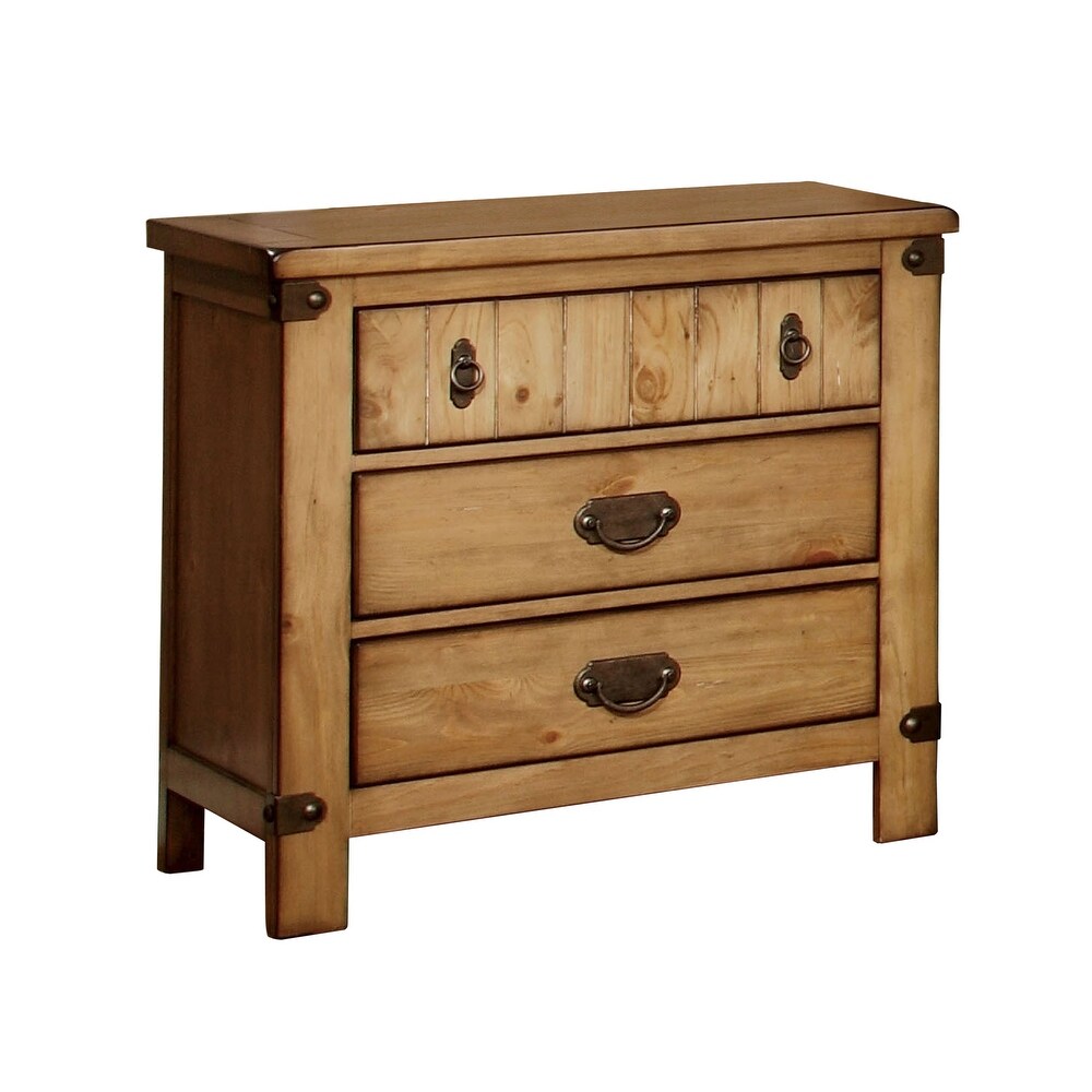 Sierren Country Brown Wood 3 Piece Panel Bedroom Set with USB Port by Furniture of America