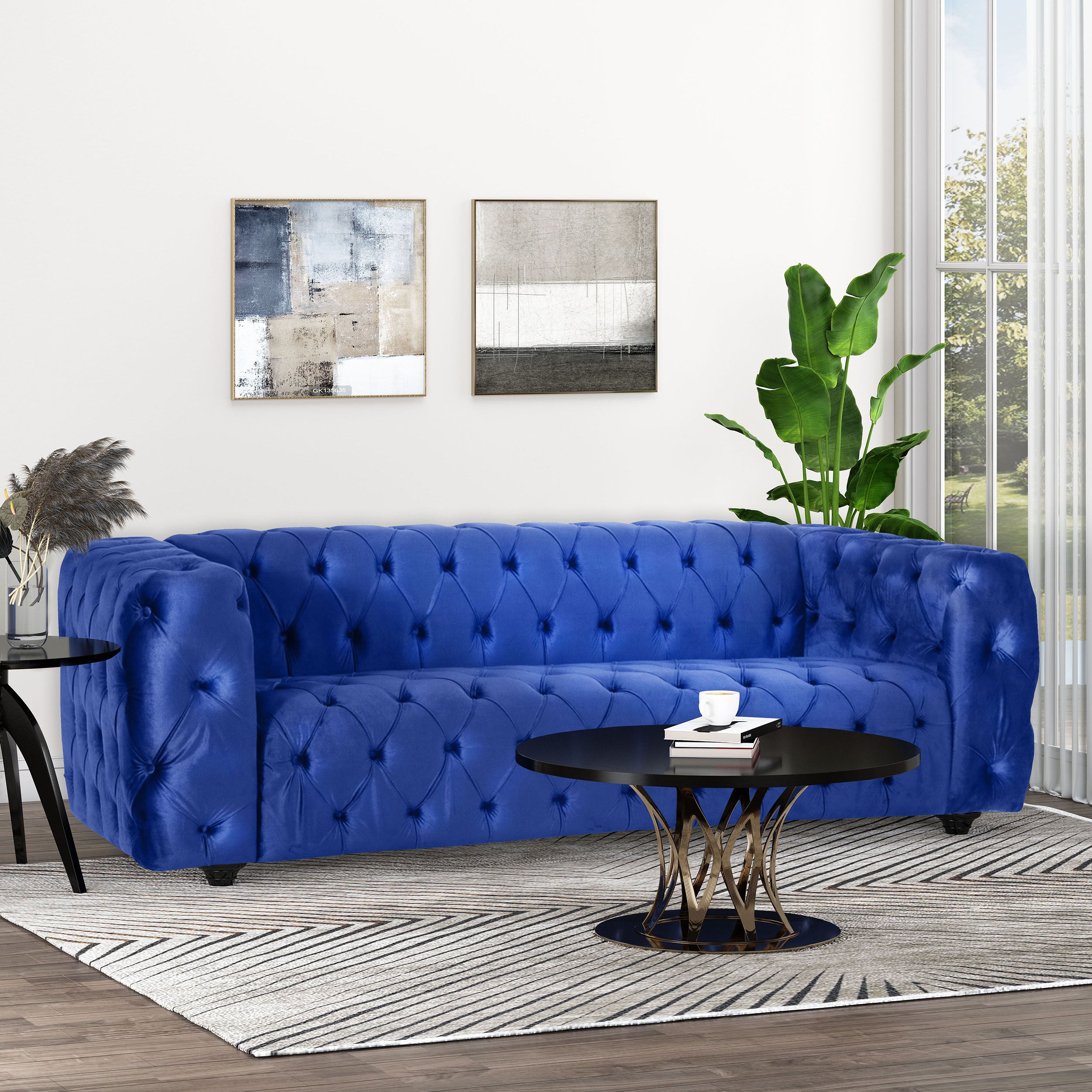 Marengo Contemporary Velvet Tufted 3 Seater Sofa