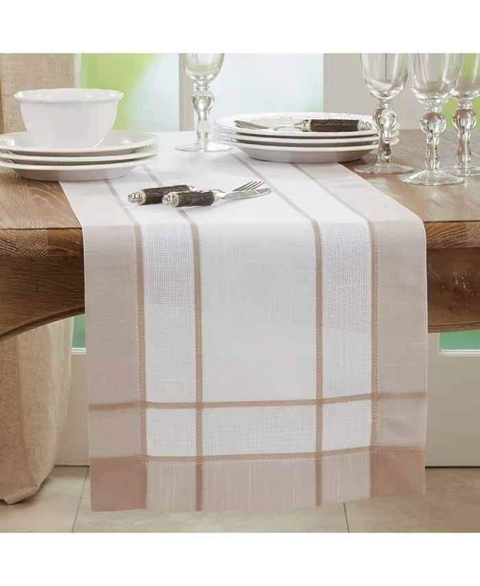 Saro Lifestyle Long Table Runner with Banded Border Design 120 x 16