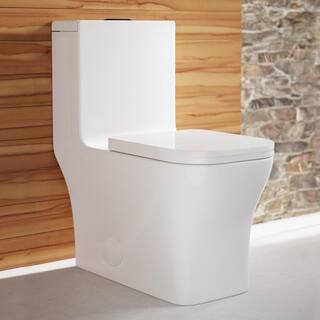 Swiss Madison Concorde 1-piece 1.11.6 GPF Dual Flush Elongated Toilet in Glossy White with Black Hardware Seat Included SM-1T106HB