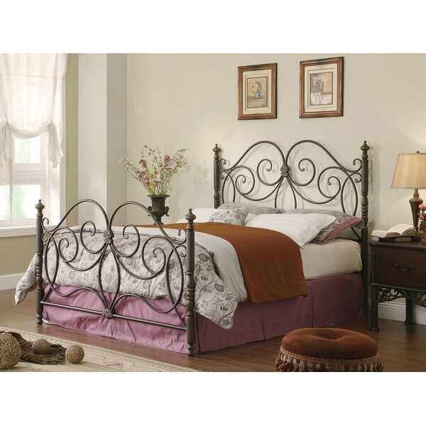 Coaster Furniture London Dark Bronze Queen Metal Scroll Headboard and Footboard - - 22797628