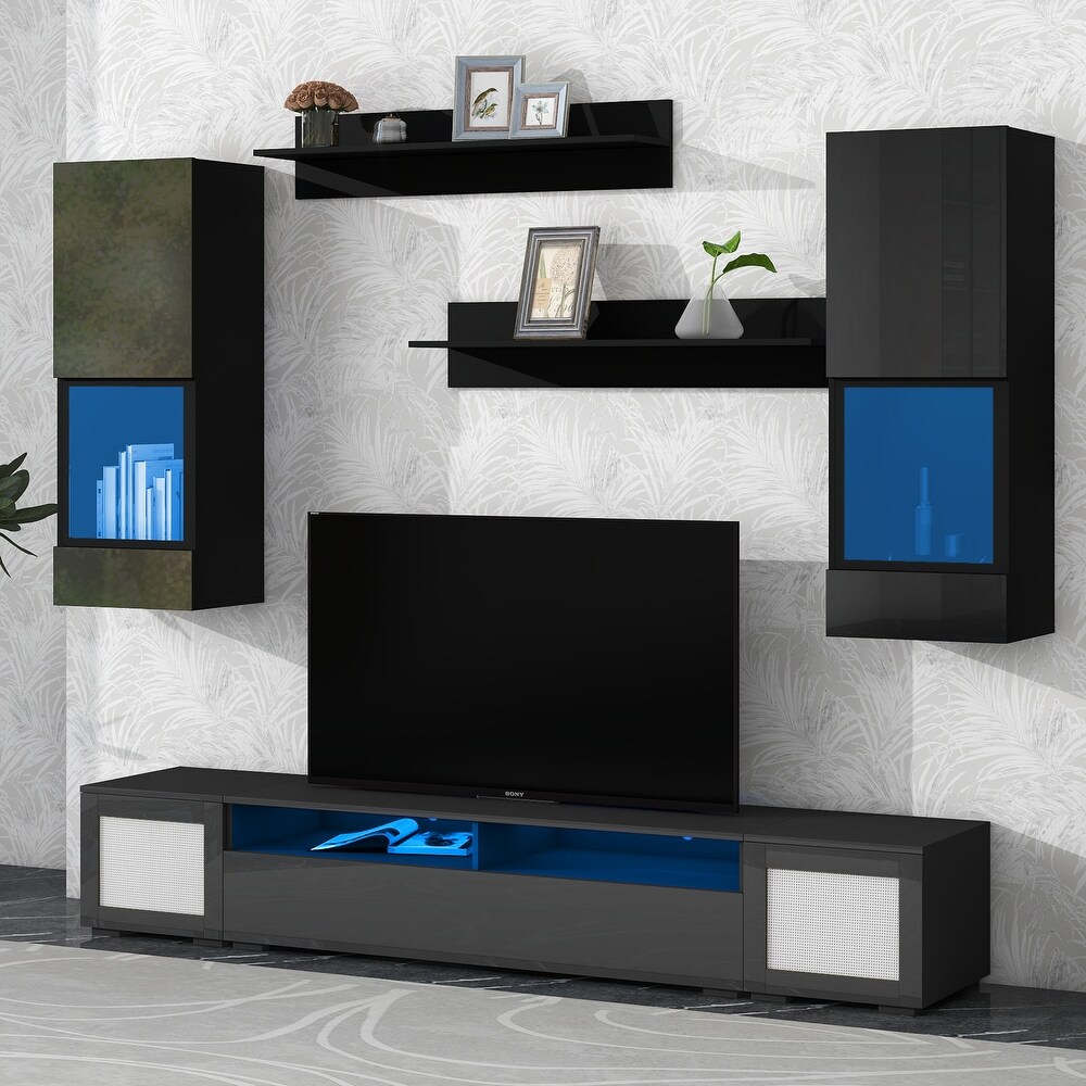 7 Pieces Floating TV Console Table for TVs Up to 90\