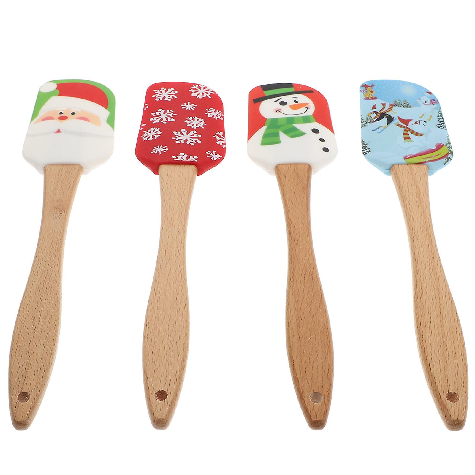 4pcs Christmas Baking Tools Cake Spatulas Adorable Cream Scrapers (assorted Color)