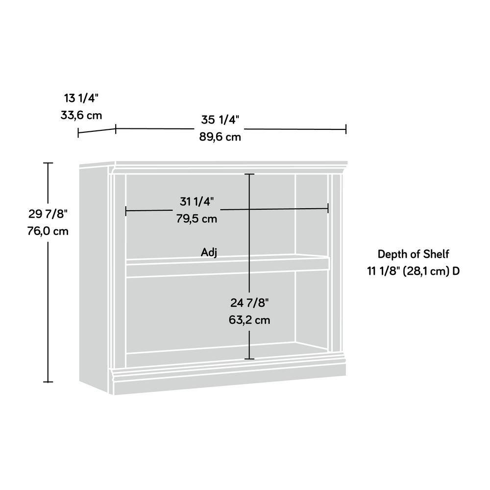 SAUDER 29.92 in. Chestnut Wood 2-shelf Standard Bookcase with Adjustable Shelves 423031