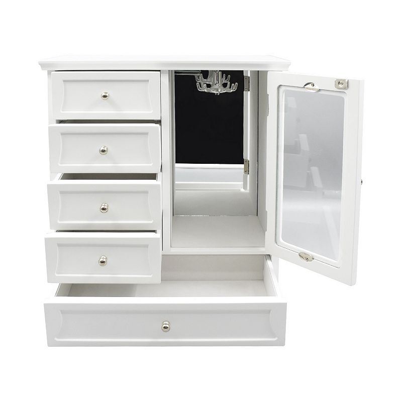 White Glass Front Door Jewelry Box