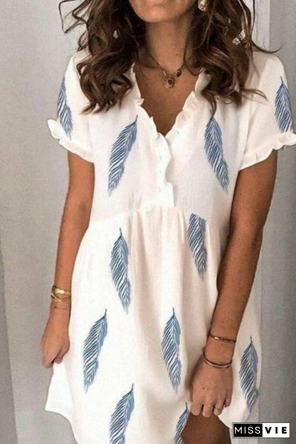 Go Your Own Way Feather Print Dress