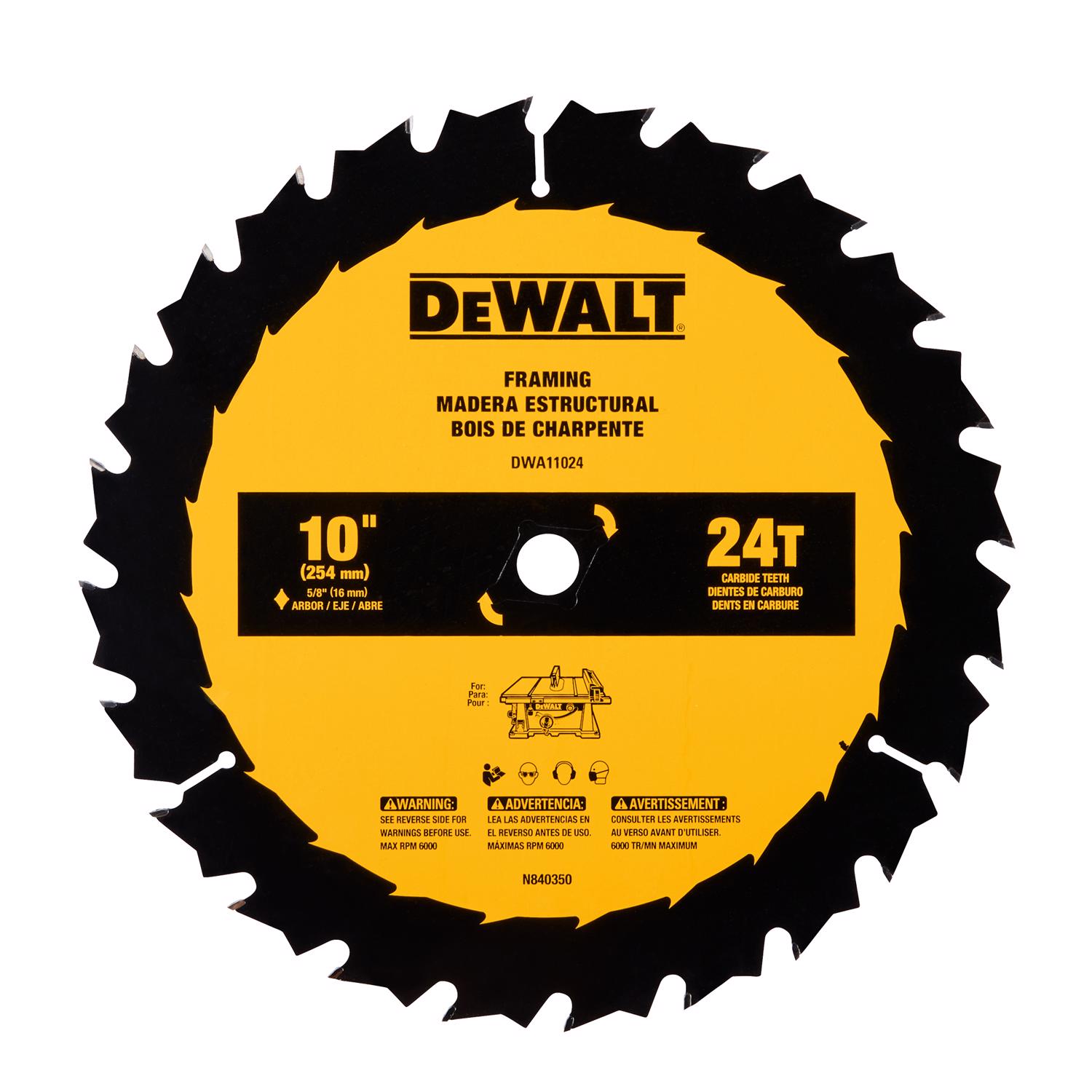 DW 10 in. D X 5/8 in. Carbide Tipped Framing Saw Blade 24 teeth 1 pc