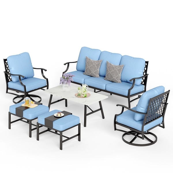 MAISON ARTS 6/7Piece Patio Conversation Sets，Sofa Set with 2/4 x Single Chairs，1 x 3seater Sofa and Coffee Table/Ottomans