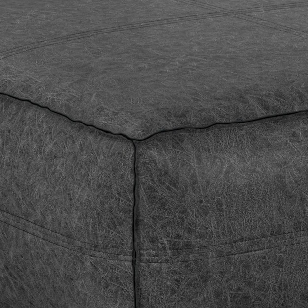 Wendal Extra Large Coffee Table Pouf Distressed Black Wyndenhall