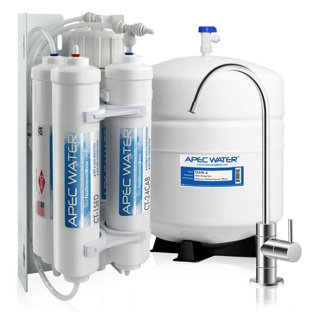 APEC Water Systems Ultimate Compact 4-Stage Under-Sink Reverse Osmosis Drinking Water Filtration System RO-QUICK90