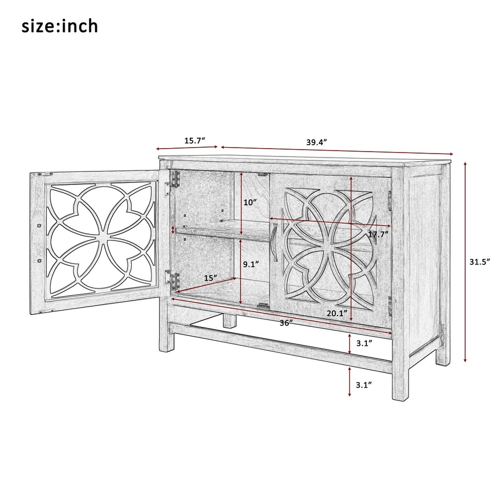 Wooden Storage Cabinet with Doors and Adjustable Shelf