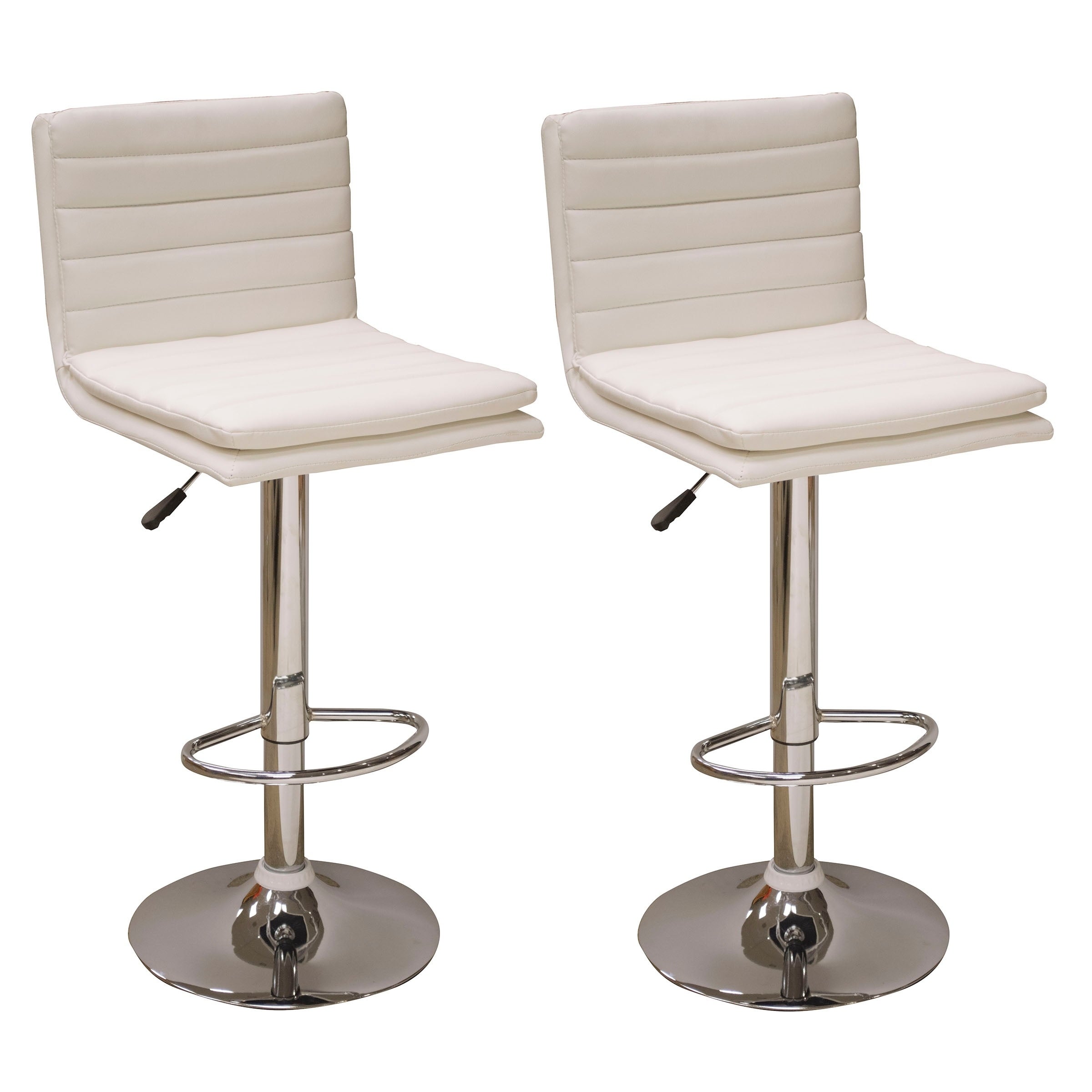 AmeriHome Modern Ripple Back Bar Stool - 2 Pc White