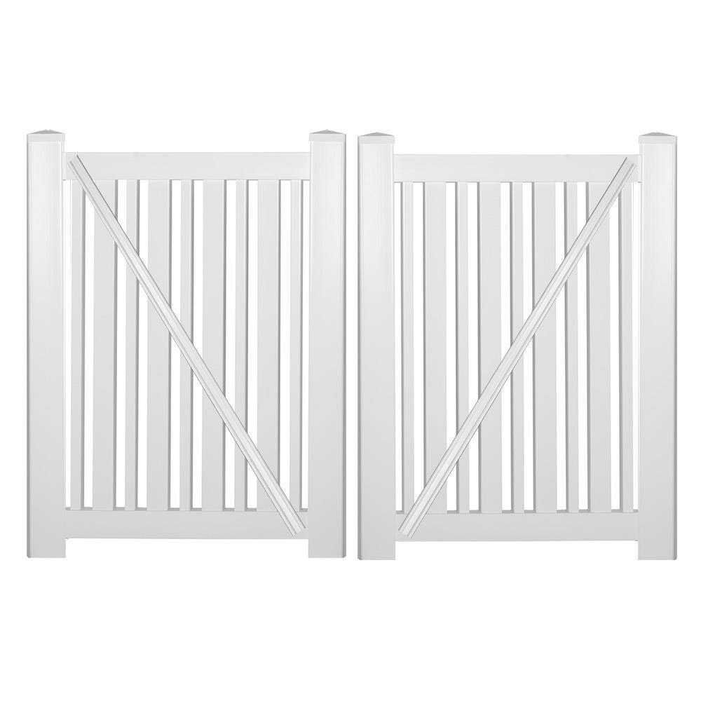 Weatherables Sarasota 7.4 ft. W x 4 ft. H White Vinyl Pool Fence Double Gate DWPO-ALTNR-4X44