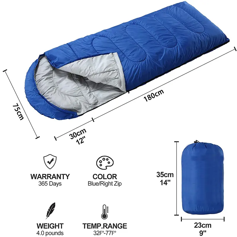 Comfortable Cotton Sleeping Bags For Camping With Detachable Hood Sleeping Bag For Adults