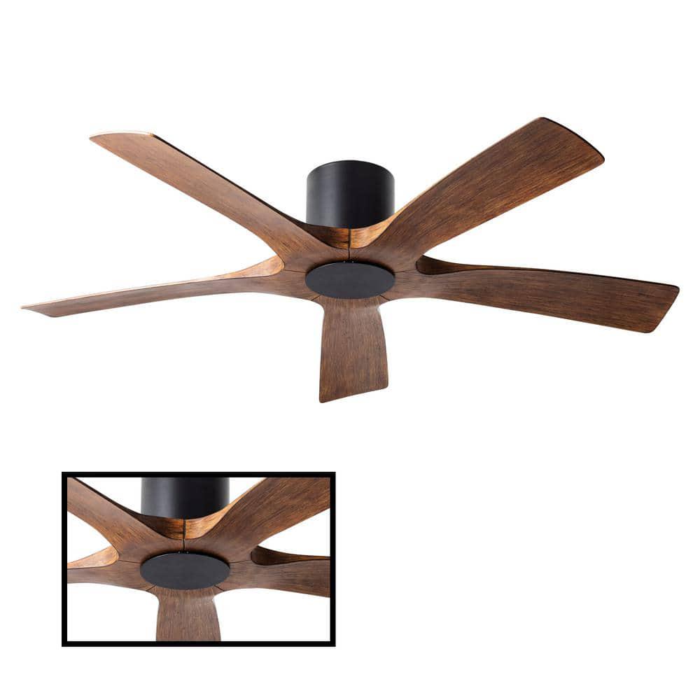 Modern Forms Aviator 54 in IndoorOutdoor Matte Black Distressed Koa 5Blade Smart Flush Mount Ceiling Fan with Remote Control