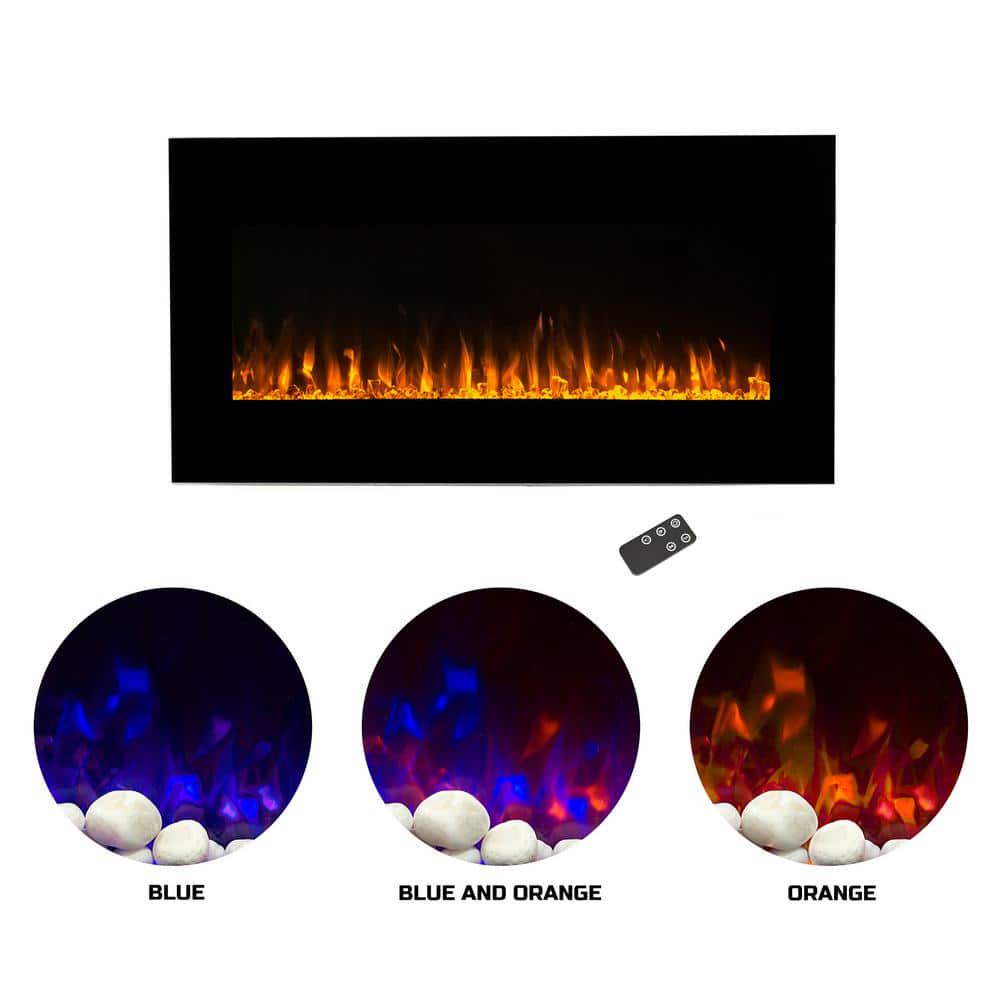 Northwest 42 in LED Fire and Ice Electric Fireplace with Remote in Black