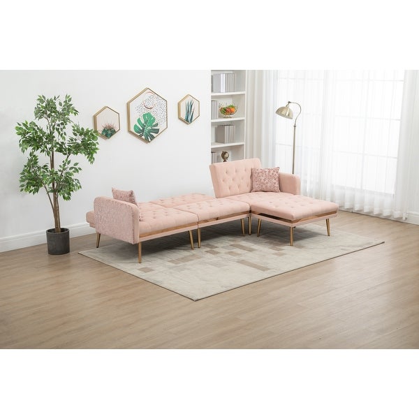 3-Seat Sectional Sofa Set Convertible Sleeper Sofa， Living Room Accent Sofa with Ottoman