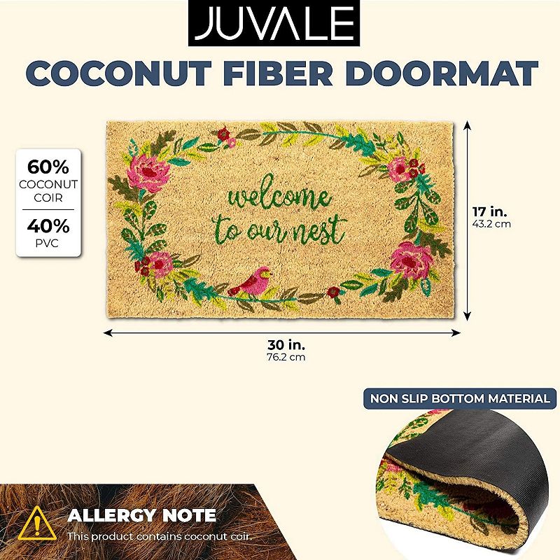 Natural Coir Doormat， Welcome to Our Nest Mat (30 x 17 in)