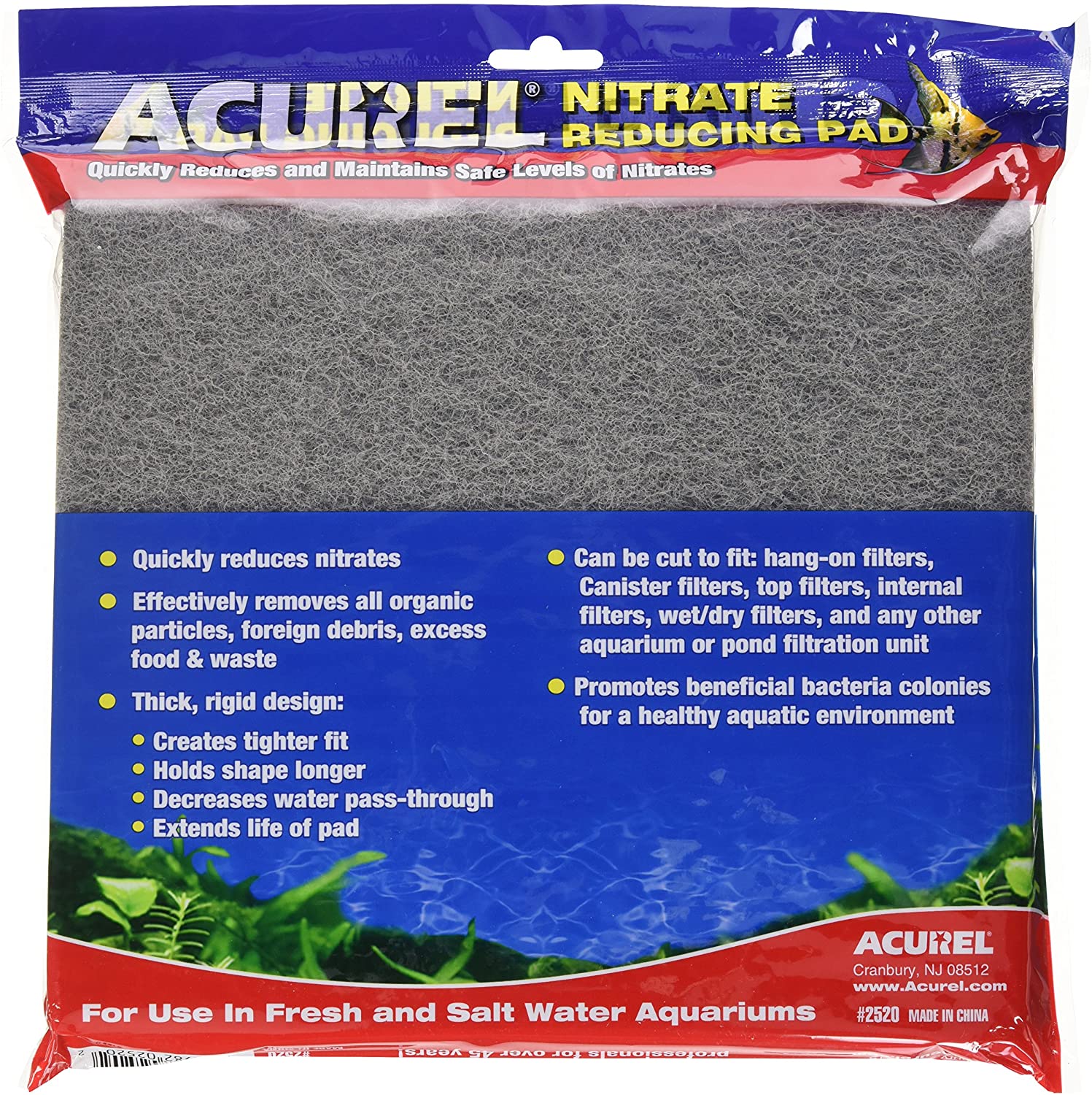 Acurel Infused Media Pads for Aquariums and Ponds， 10-Inch by 18-Inch