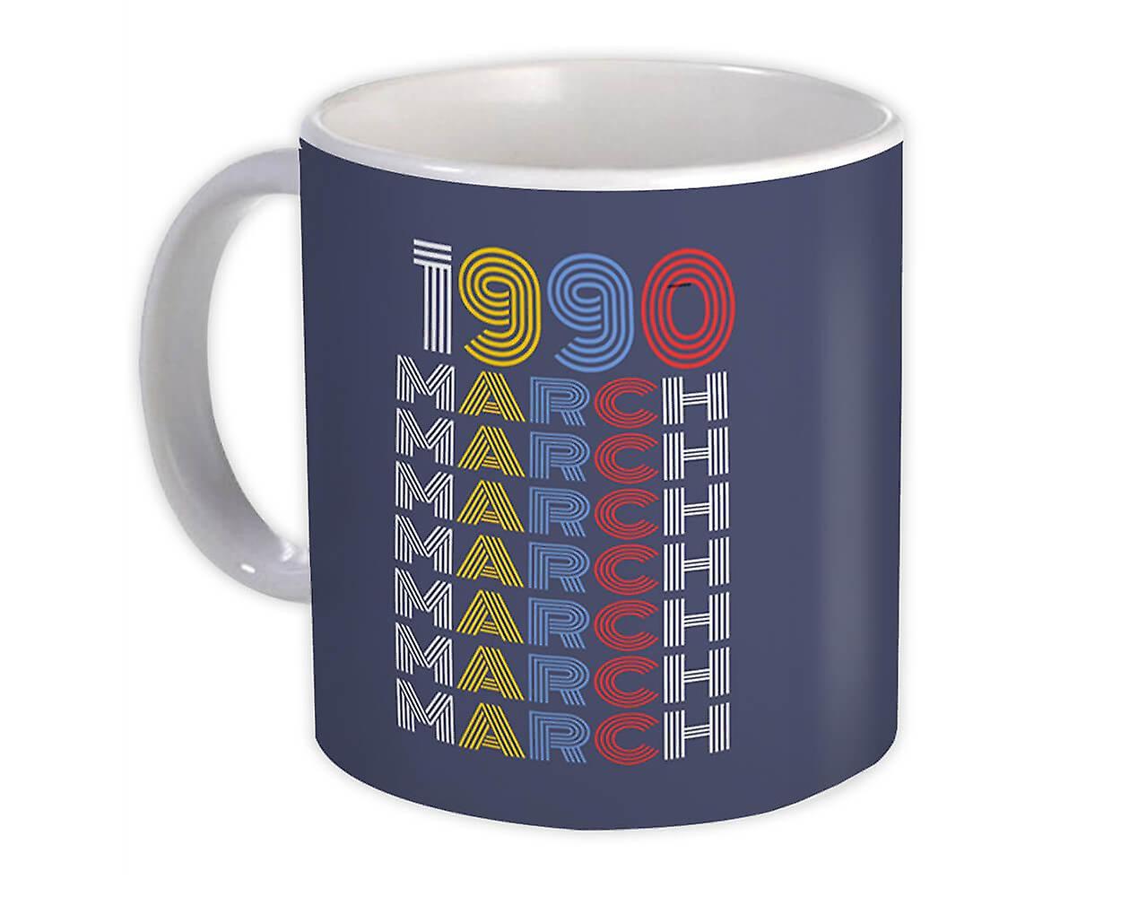 Gift Mug: 1990 March Colorful Retro Birthday Age