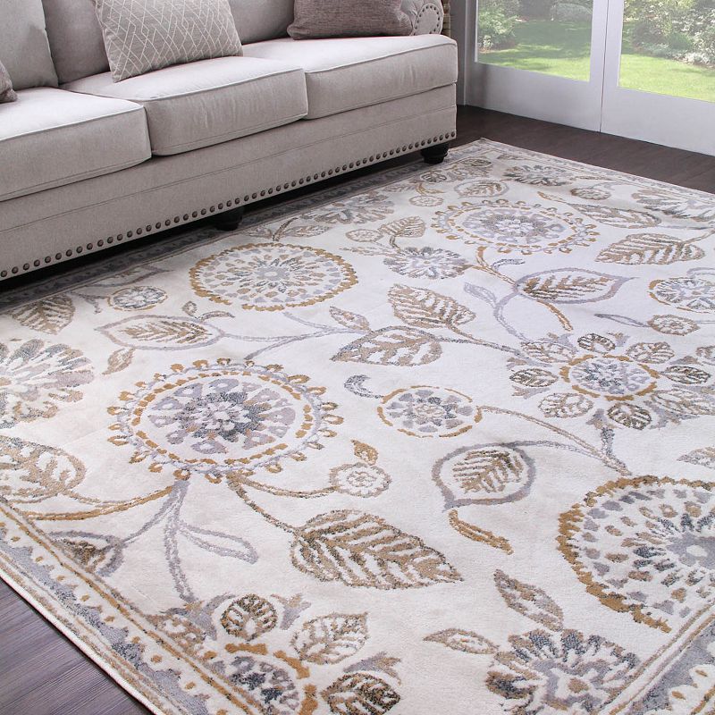 SUPERIOR Amaryllis Gray Modern Floral Indoor Farmhouse Rug