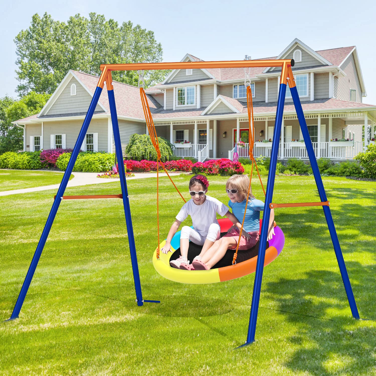 GIKPAL Swing Sets for Outside 440lbs Kids Swing Set with 1 40