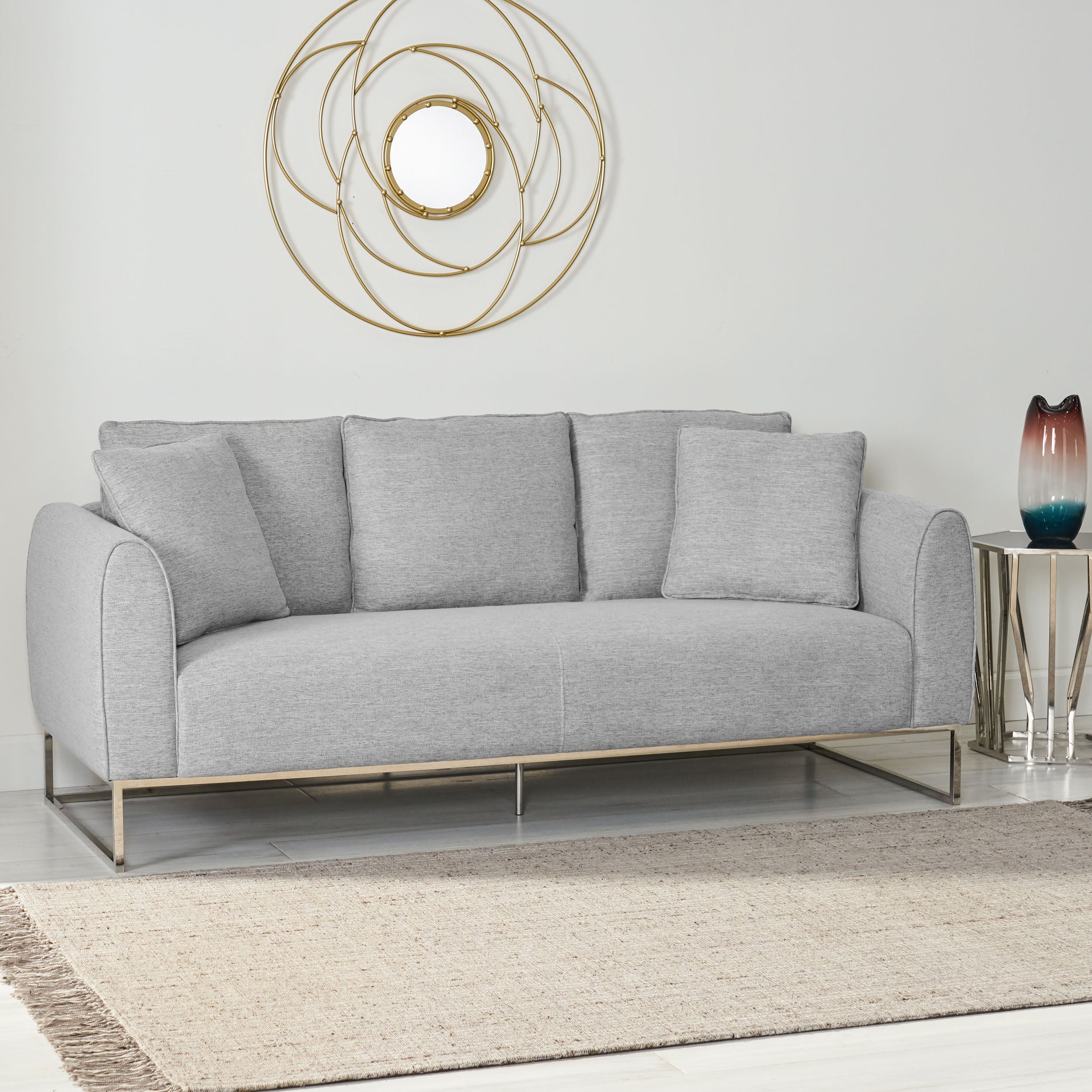 Kastle Modern Fabric 3 Seater Sofa