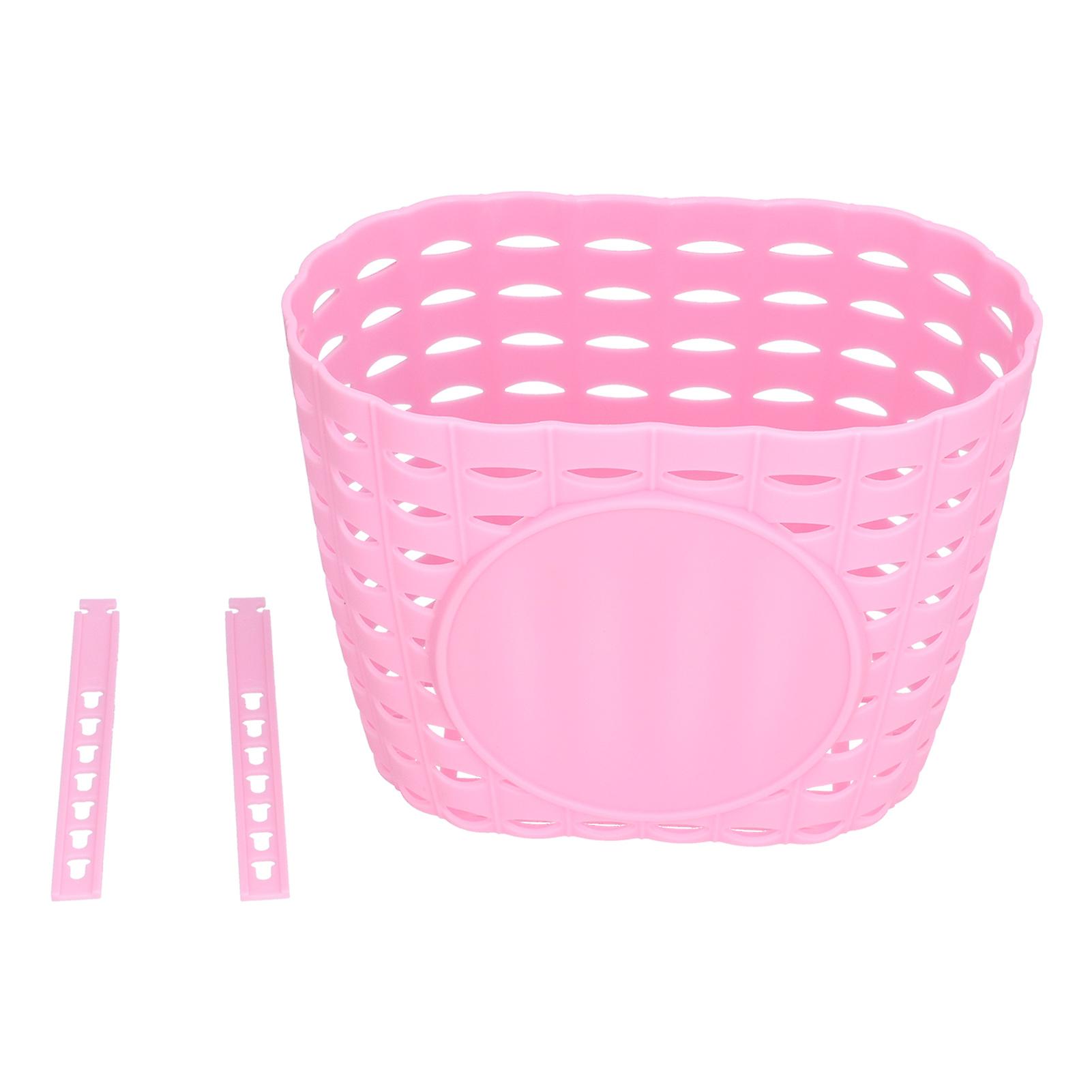 Front Basket Thickened Plastic Wear-resistant And Durable Children's Bicycle Stroller Shopping Hanging Basket Pink